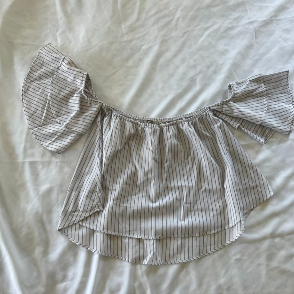 BoHo Linen Off-Shoulder Blouse